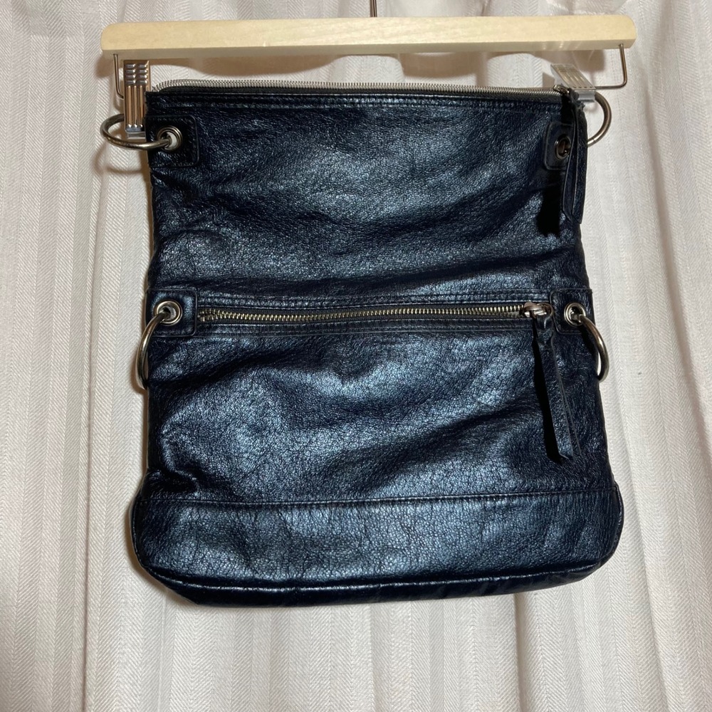 The Sak Black Leather Foldover Crossbody Bag Floral Bird Print Lining‎ No Strap